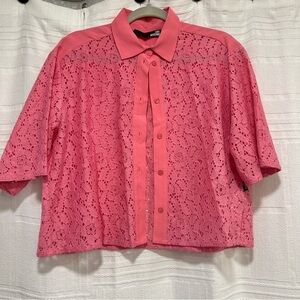 Love Moschino pink lace button up blouse